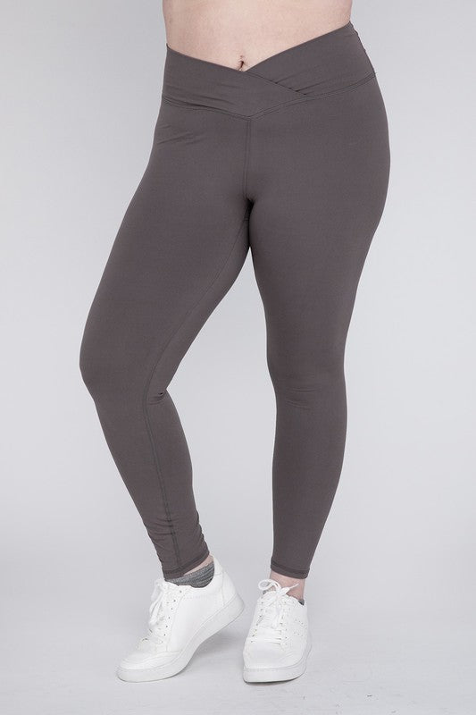 Plus V Waist Full Length Leggings - Jake J Shop