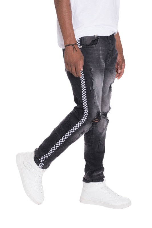 Distressed Denim Checkered Tape - Jake J Shop