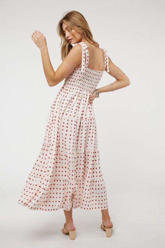 Printed Smocked Ruffle Maxi Dress - Jake J Shop