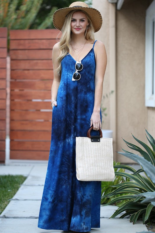 Spaghetti Strap Maxi Long Dress with Pocket - Jake J Shop