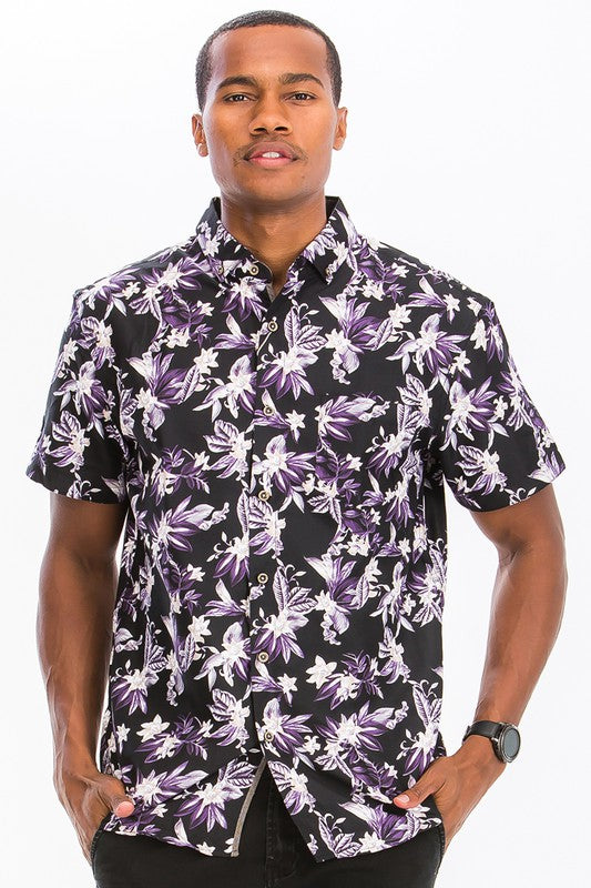 Weiv Mens Print Hawaiian Button Down Shirt - Jake J Shop