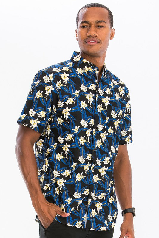 Weiv Mens Print Hawaiian Button Down Shirt - Jake J Shop