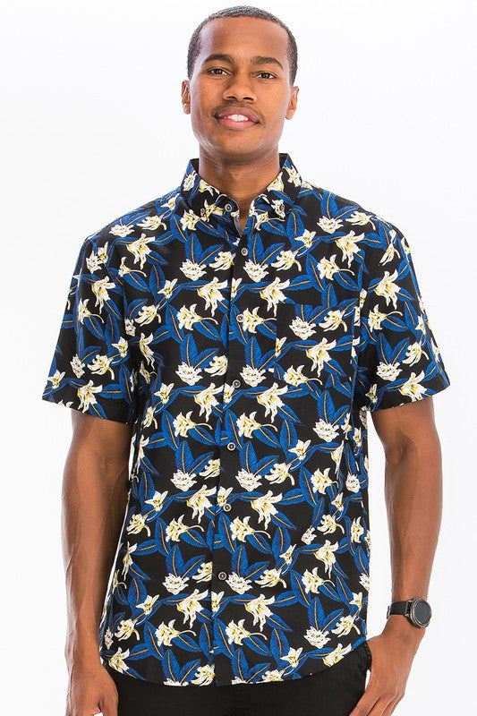 Weiv Mens Print Hawaiian Button Down Shirt - Jake J Shop