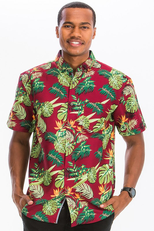 Weiv Mens Print Hawaiian Button Down Shirt - Jake J Shop