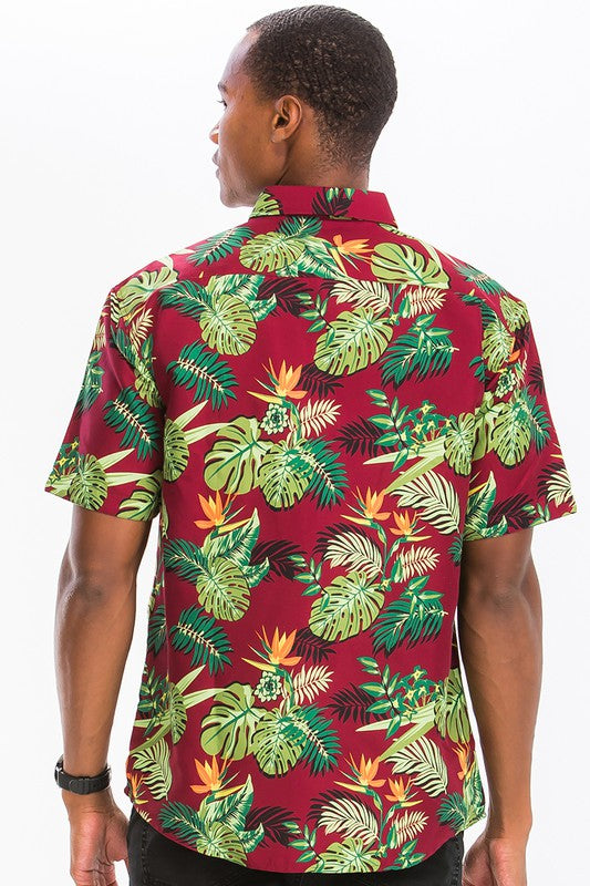 Weiv Mens Print Hawaiian Button Down Shirt - Jake J Shop