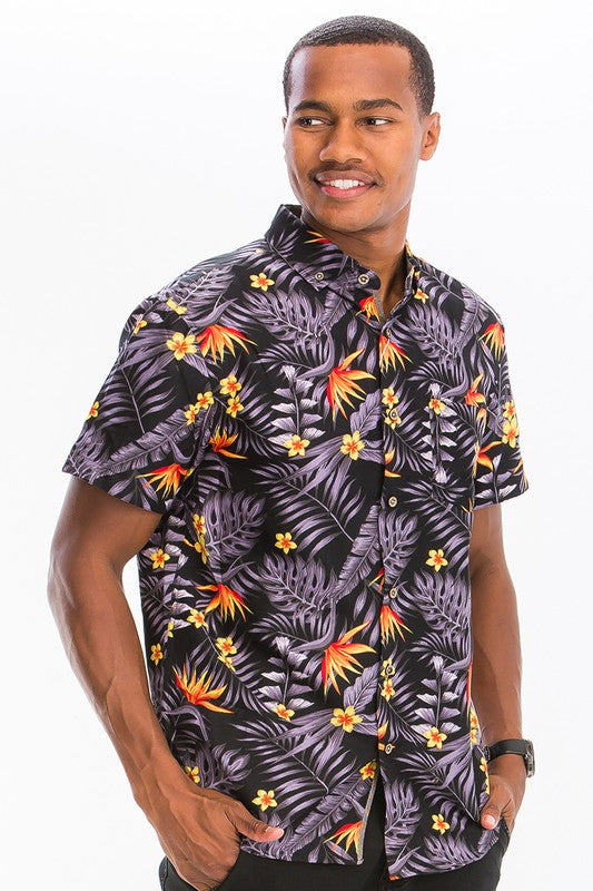 Weiv Mens Print Hawaiian Button Down Shirt - Jake J Shop