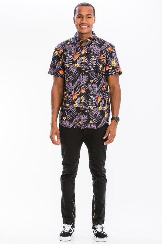 Weiv Mens Print Hawaiian Button Down Shirt - Jake J Shop