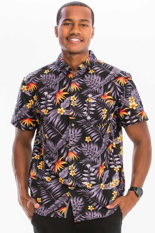 Weiv Mens Print Hawaiian Button Down Shirt - Jake J Shop