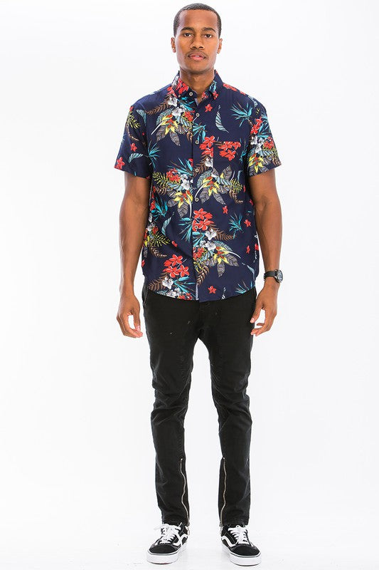 Hawaiian Print Button Down Shirt - Jake J Shop