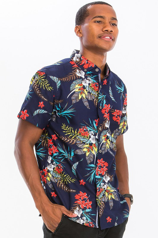 Hawaiian Print Button Down Shirt - Jake J Shop