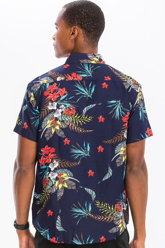 Hawaiian Print Button Down Shirt - Jake J Shop