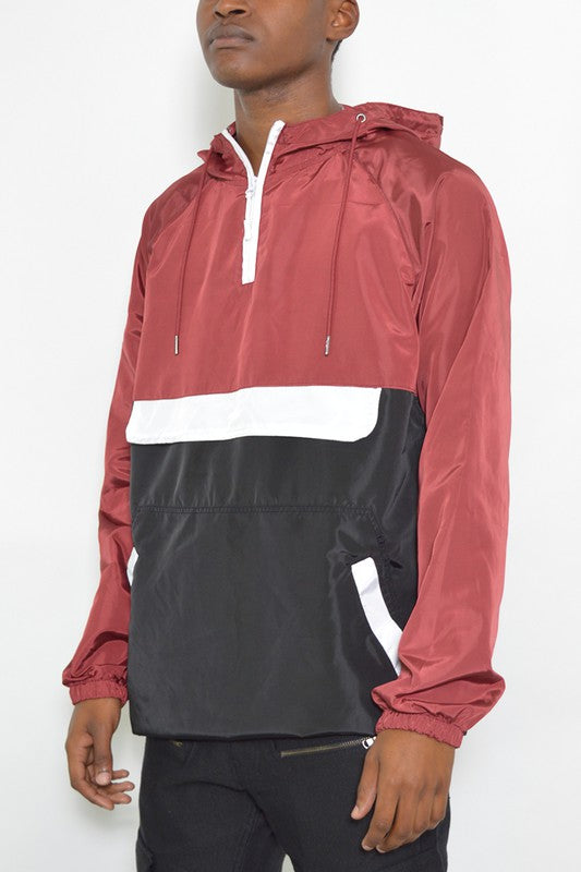 Color Block Anorak Jacket Pullover Windbreaker - Jake J Shop