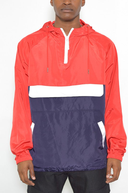 Color Block Anorak Jacket Pullover Windbreaker - Jake J Shop