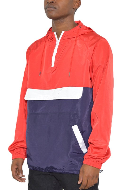 Color Block Anorak Jacket Pullover Windbreaker - Jake J Shop