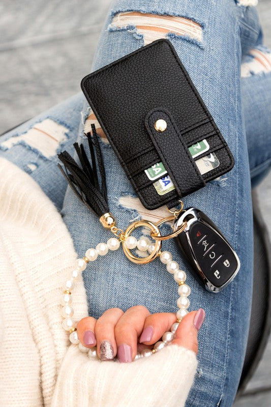 Pearl Key Ring Wallet Bracelet - Jake J Shop