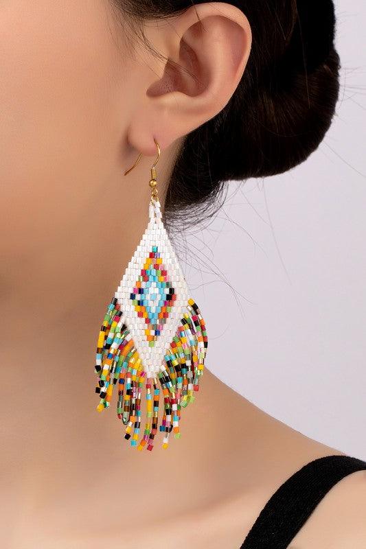 Boho seed bead drop earrings - Jake J Shop