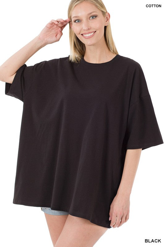 Cotton Drop Shoulder Boyfriend Box Tee - Jake J Shop