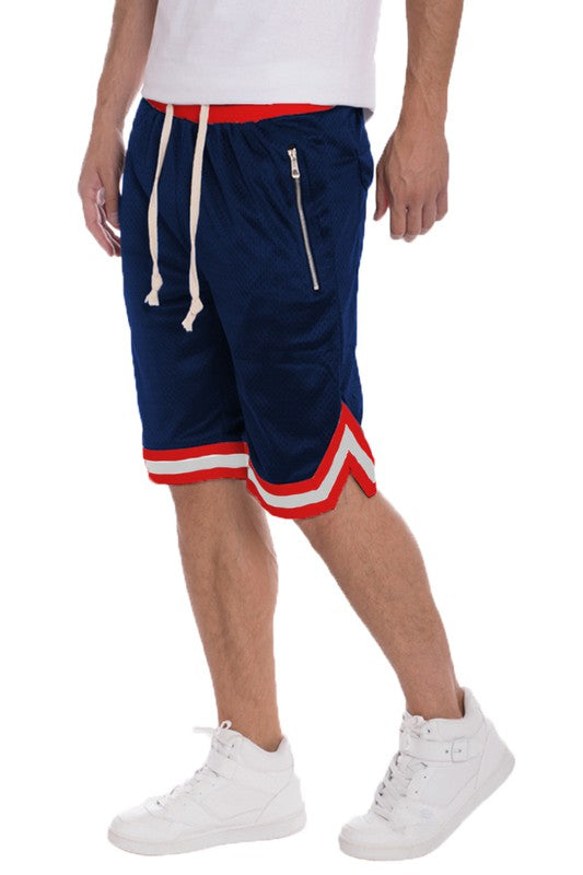 STRIPED BAND SOLID BASKETBALL SHORTS - Jake J Shop