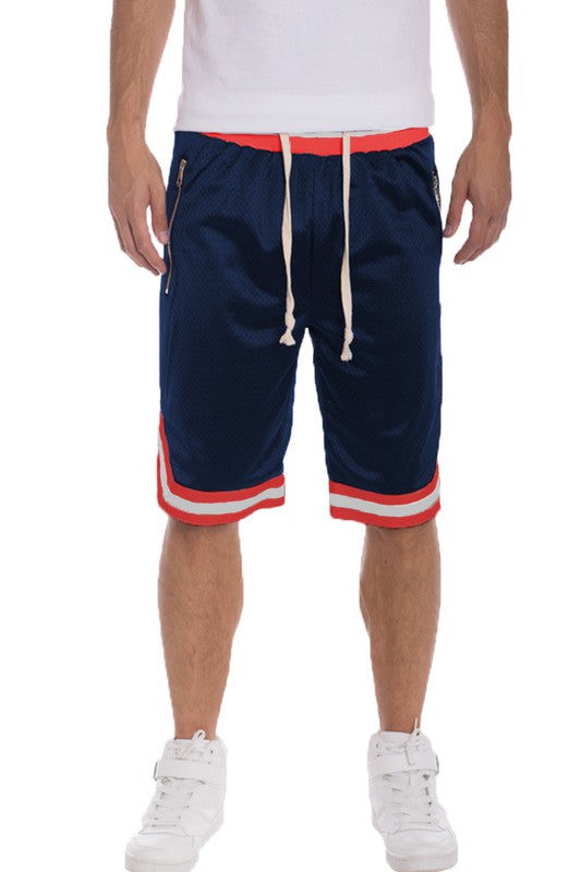 STRIPED BAND SOLID BASKETBALL SHORTS - Jake J Shop