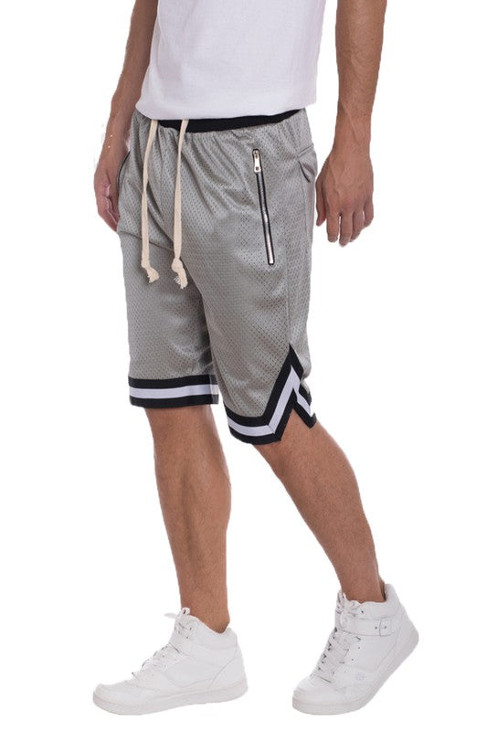 STRIPED BAND SOLID BASKETBALL SHORTS - Jake J Shop