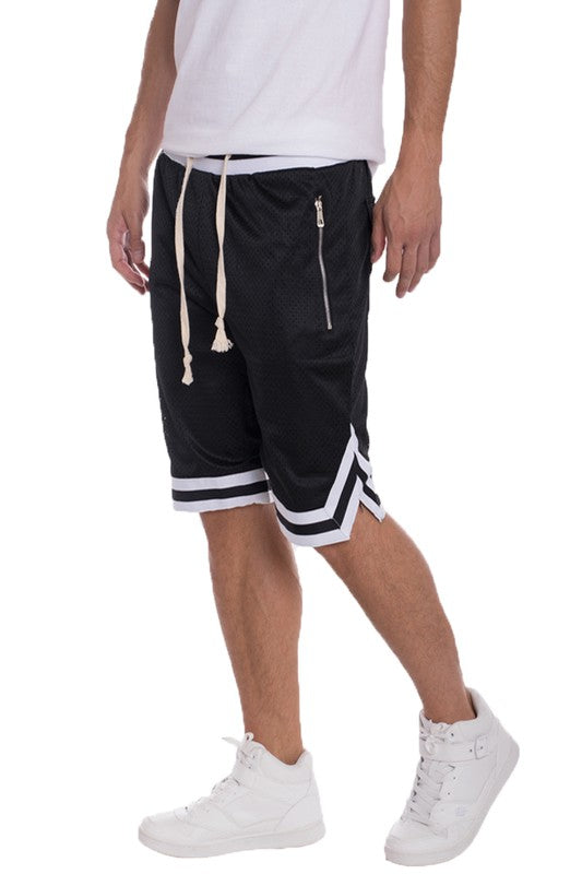 STRIPED BAND SOLID BASKETBALL SHORTS - Jake J Shop