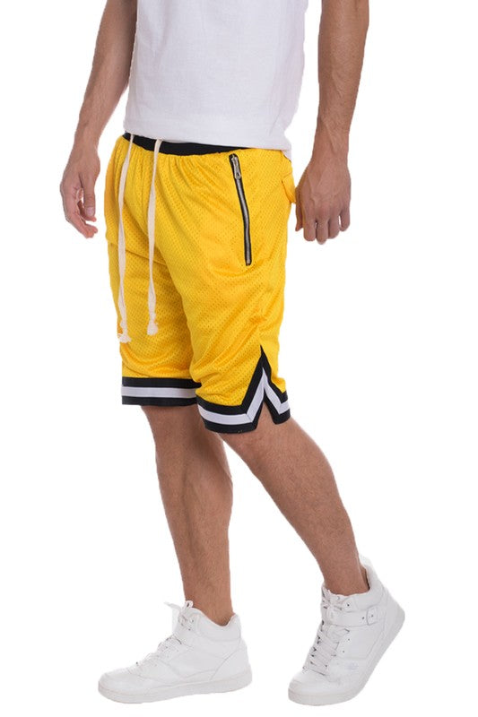 STRIPED BAND SOLID BASKETBALL SHORTS - Jake J Shop