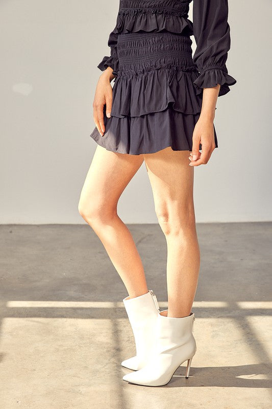 Contrast Smocking Detail Skort - Jake J Shop