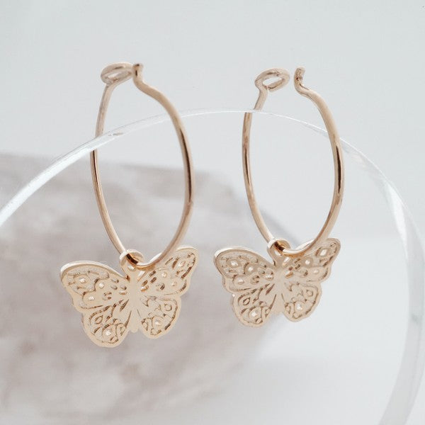 Magic Charm Butterfly Hoops plated with 18k gold - Jake J Shop