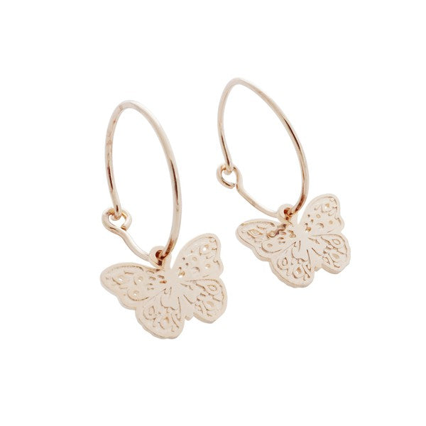 Magic Charm Butterfly Hoops plated with 18k gold - Jake J Shop