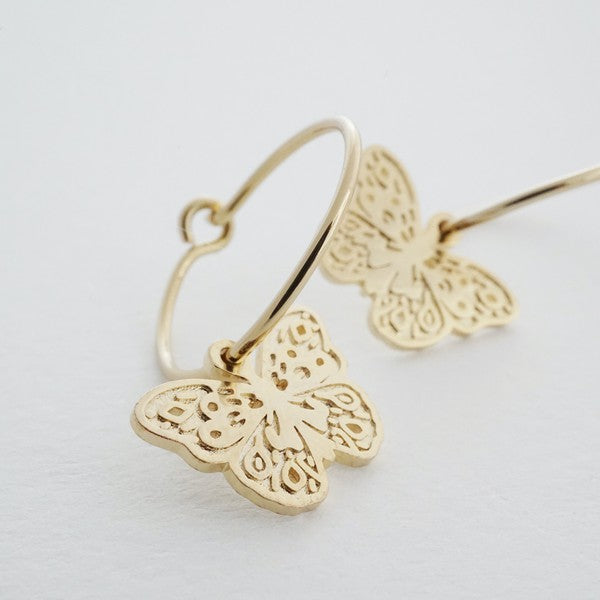 Magic Charm Butterfly Hoops plated with 18k gold - Jake J Shop