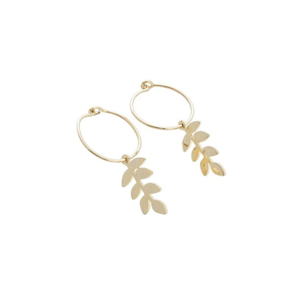 Magic Charm Fern Hoops plated with 18k gold - Jake J Shop