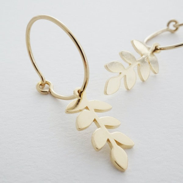 Magic Charm Fern Hoops plated with 18k gold - Jake J Shop