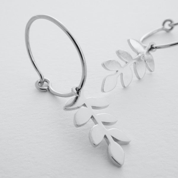 Magic Charm Fern Hoops plated with 18k gold - Jake J Shop