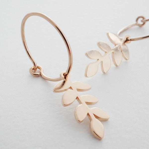 Magic Charm Fern Hoops plated with 18k gold - Jake J Shop