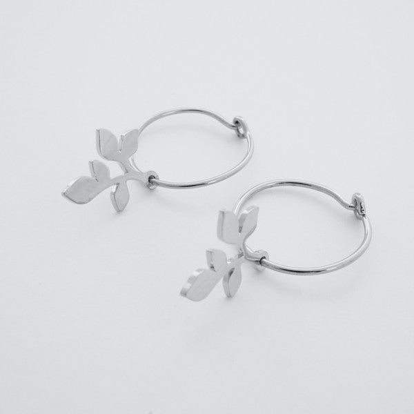 Magic Charm Leaf Hoops plated with 18k gold - Jake J Shop