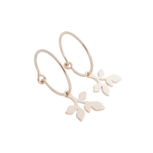 Magic Charm Leaf Hoops plated with 18k gold - Jake J Shop