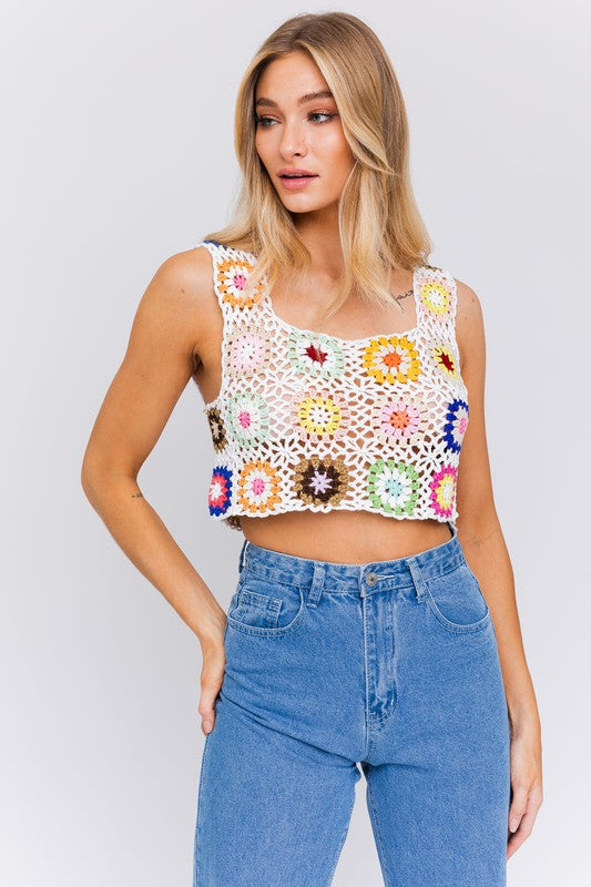 Sleeveless Multi Crochet Top - Jake J Shop