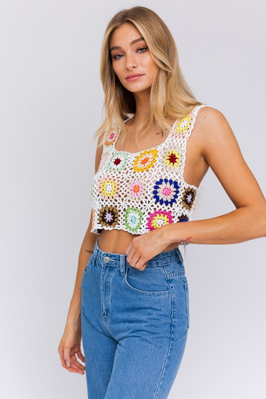 Sleeveless Multi Crochet Top - Jake J Shop