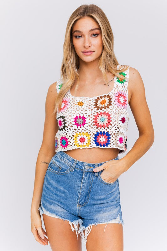 Sleeveless Multi Crochet Top - Jake J Shop