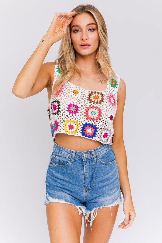 Sleeveless Multi Crochet Top - Jake J Shop