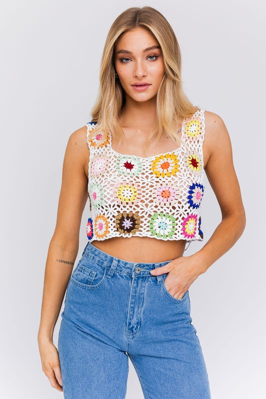 Sleeveless Multi Crochet Top - Jake J Shop