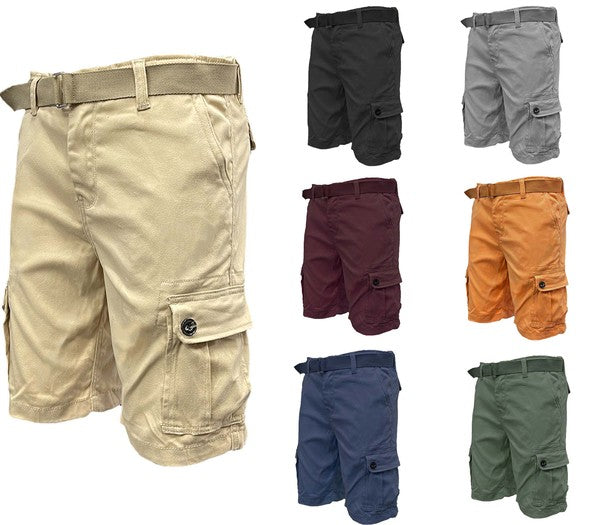 Weiv Mens Belted Cargo Shorts with Belt - Jake J Shop