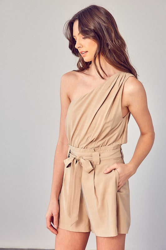 One Shoulder Self Tie Romper - Jake J Shop