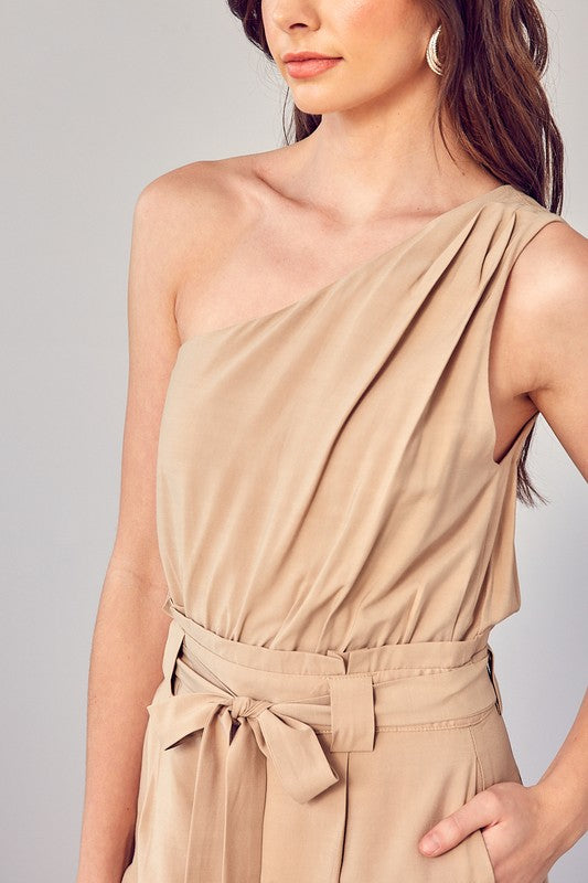 One Shoulder Self Tie Romper - Jake J Shop