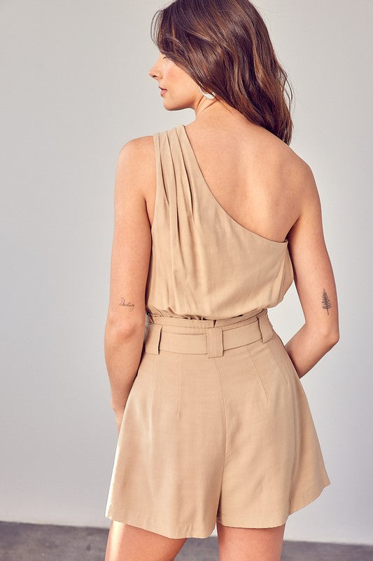 One Shoulder Self Tie Romper - Jake J Shop