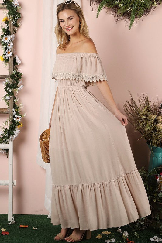 Off the Shoulder Flowy Maxi Dress - Jake J Shop