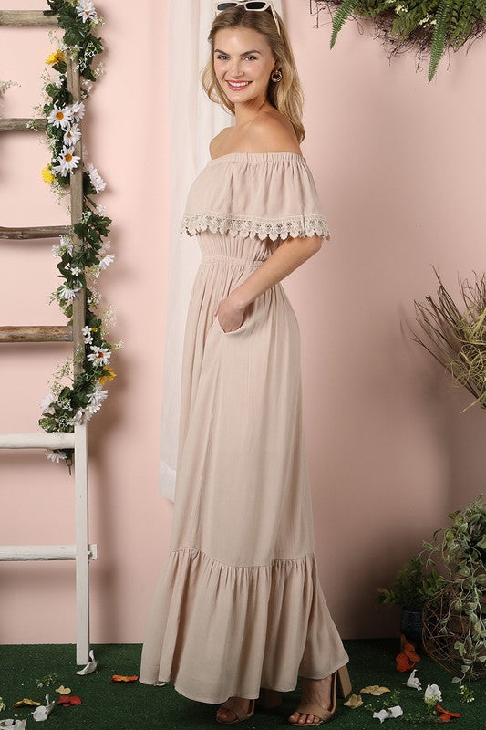 Off the Shoulder Flowy Maxi Dress - Jake J Shop