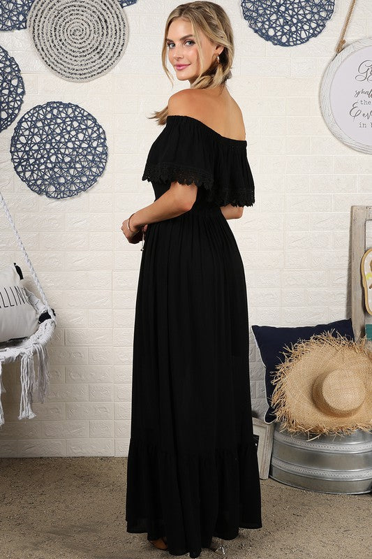 Off the Shoulder Flowy Maxi Dress - Jake J Shop