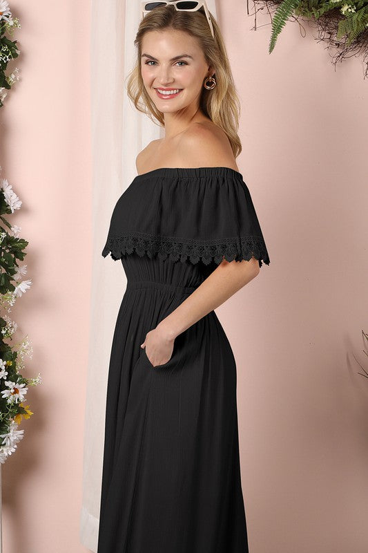 Off the Shoulder Flowy Maxi Dress - Jake J Shop