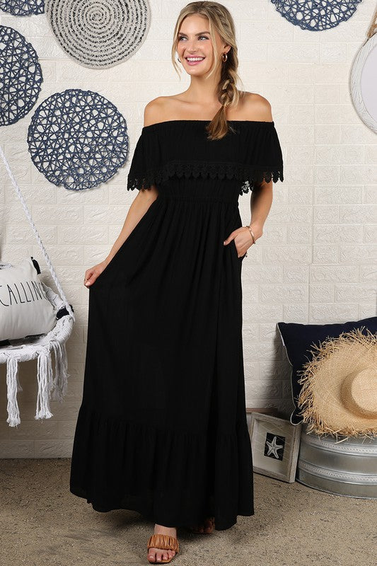 Off the Shoulder Flowy Maxi Dress - Jake J Shop